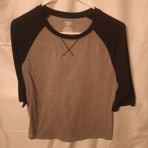 Athletic Works Black and Gray Women's Short Sleeve Tee